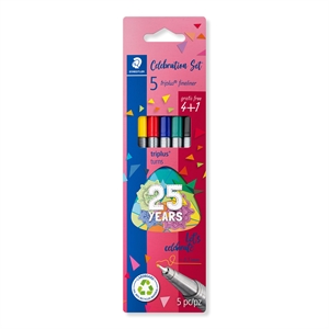 Staedtler Fineliner Triplus 0,3mm 25-jarig assortiment (4+1)